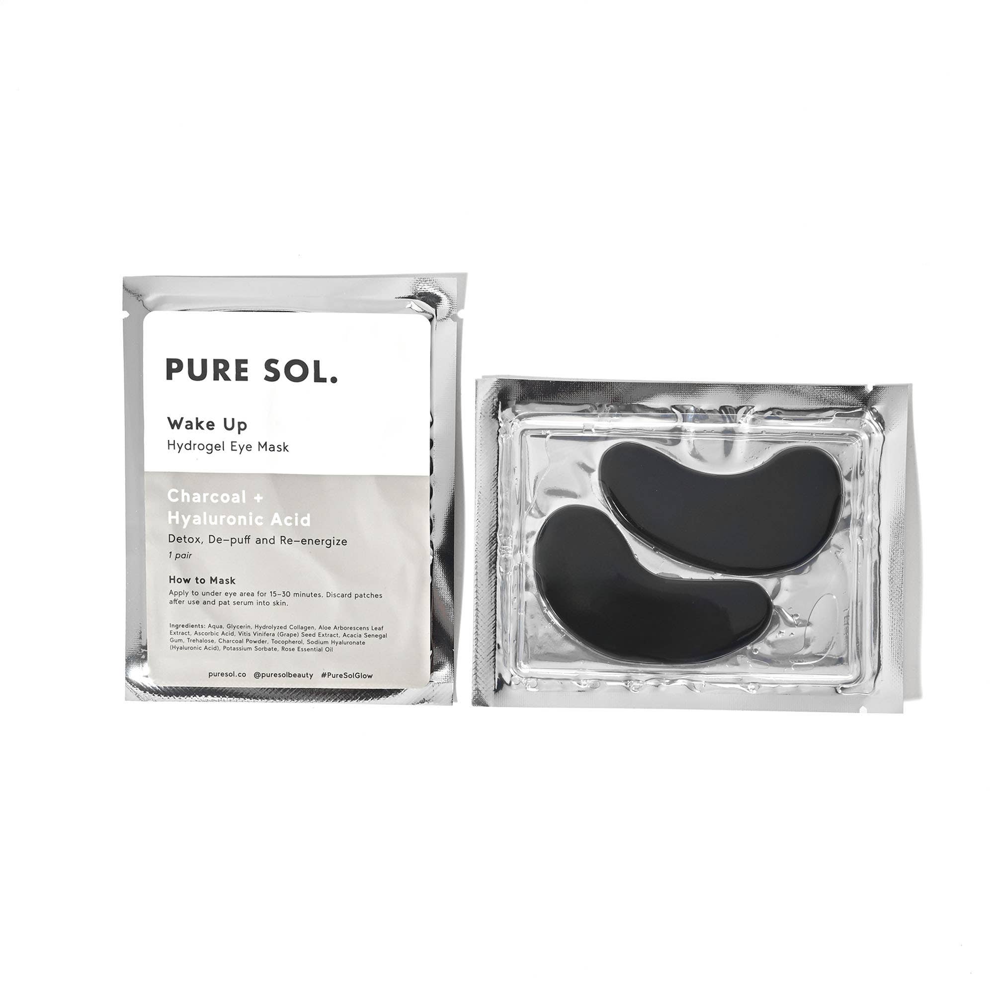 PURE SOL. - Vente Masques de traitement yeux - Masque pour les yeux Wake Up Charcoal + Acide hyaluronique - 1 paire7