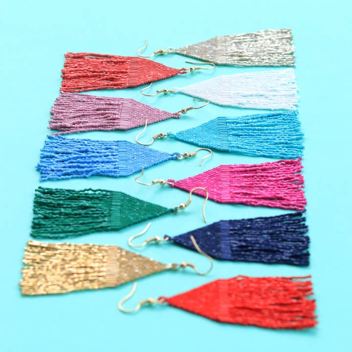 Pierce + Hide - Wholesale Tassel Earrings - Custom Beaded Diamond Fringe Earrings | Fringe Dangle