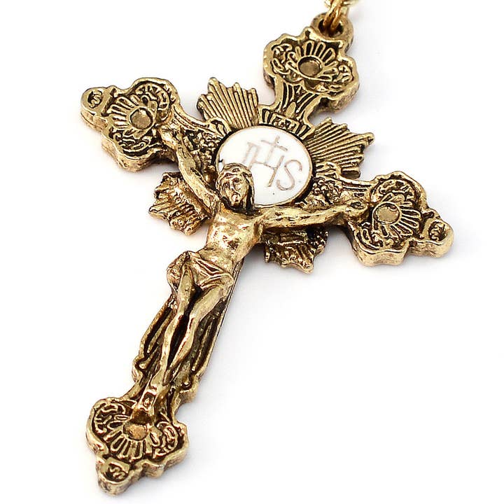 Ghirelli UsA Inc - Vente Collier de prière en perles - Chapelet en or et perle eucharistique de la Sainte Communion1