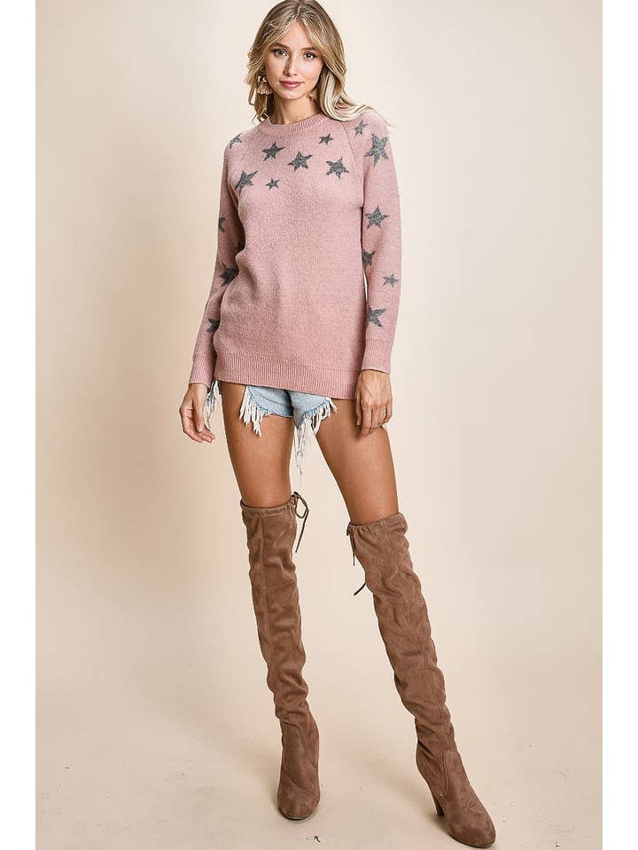 Vanilla Monkey - Wholesale Knit Sweater - Women's - Star Print Pull Over Sweater6