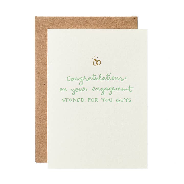 Engagement - Stoked For You Guys - Letterpress wenskaart voor wholesale door Shorthand Press