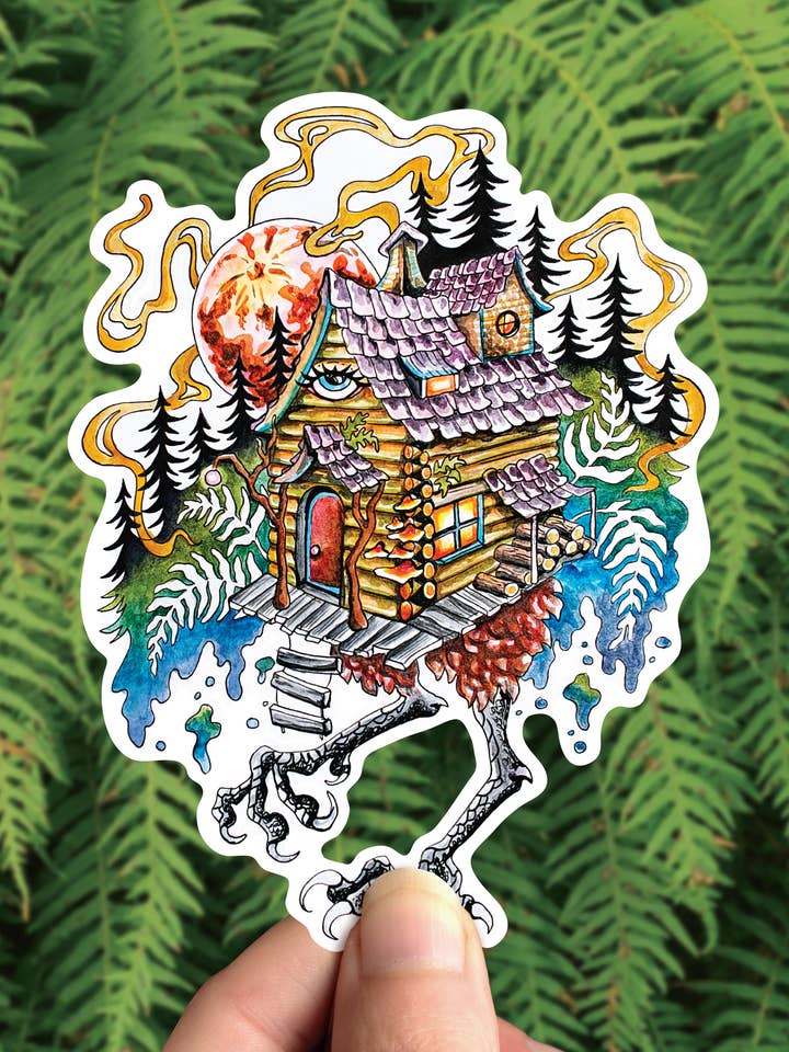 Baba Yaga Skov - Vinylklistermærke - Heksekylling Kone Myte for engroshandel hos Crafted from Scratch