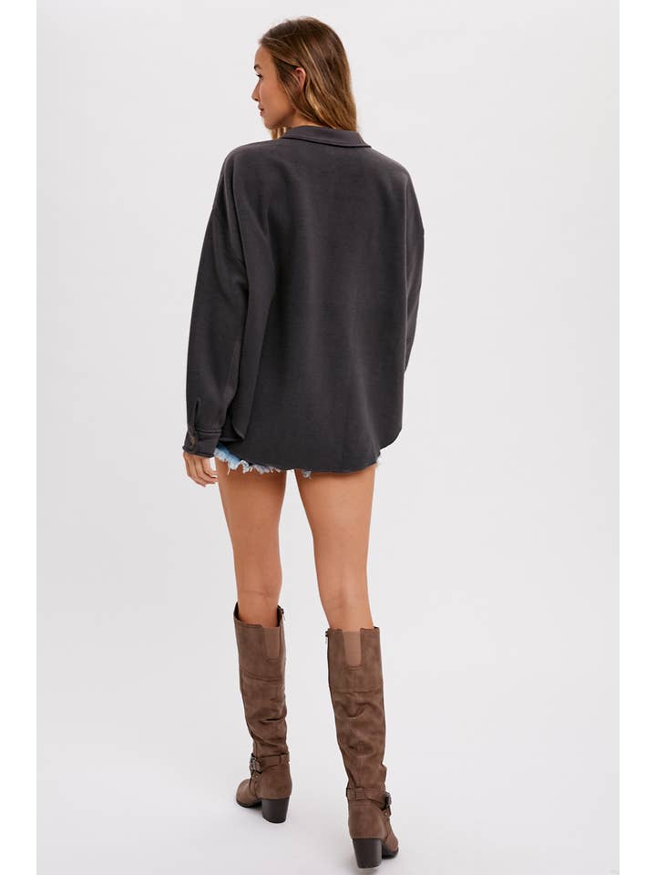 Bluivy – Engroshandel Skjortejakke/shacket – til kvinder – BØRSTET TERRY KNAP OP SHACKET29