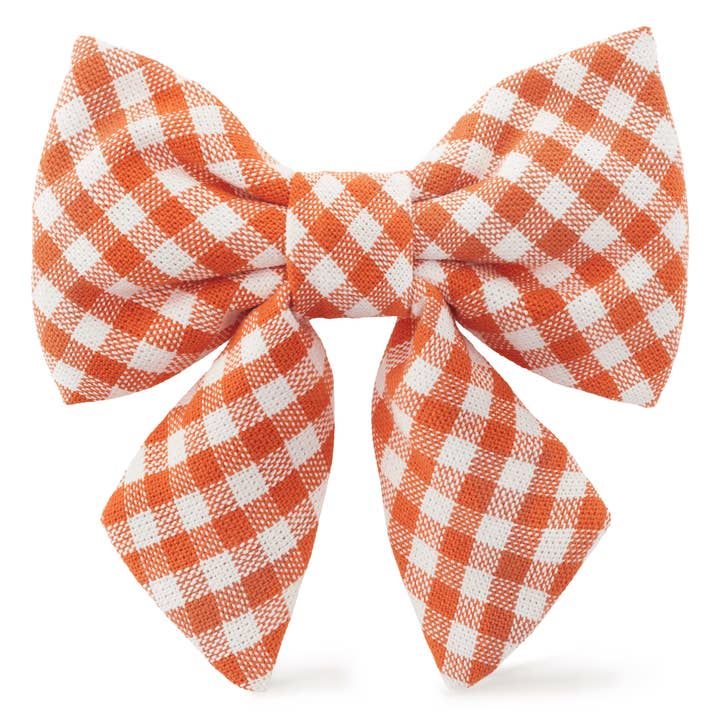 Cider Gingham Lady Dog Bow for wholesale by The Foggy Dog