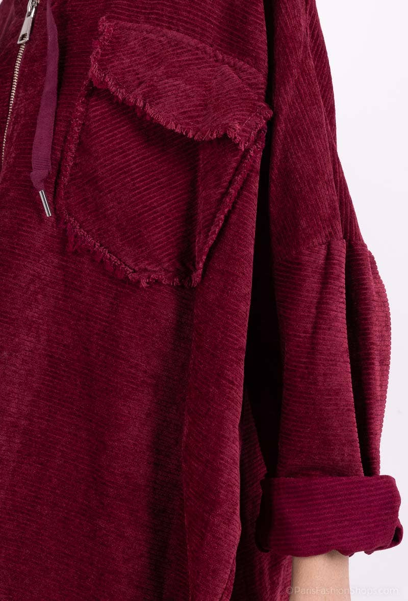 L'Emotion - Wholesale Hoodie - Women's - Velvet Pleated Velvet Worn Effect Wide Zip Hoodie22