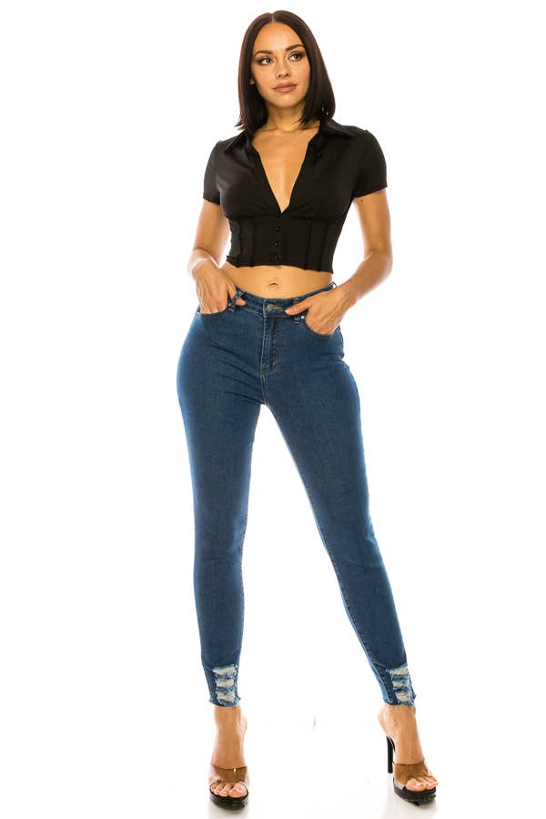 A3 Design USA - Wholesale Blouse - Women's - T4303-COLLARED BUTTON DOWN TOP5