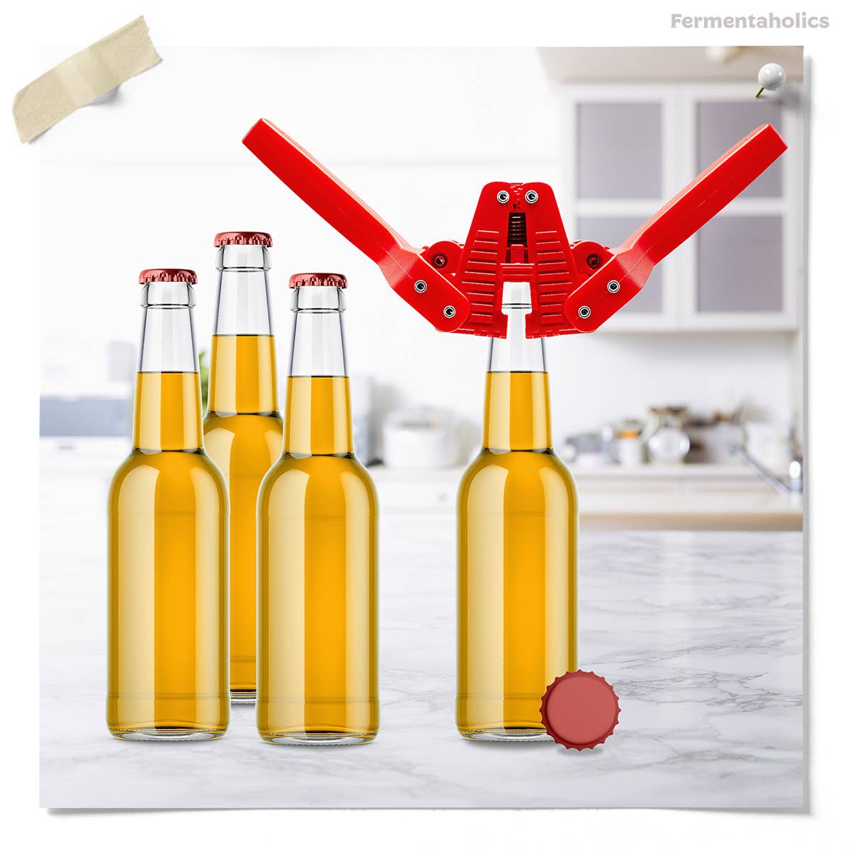Fermentaholics - Wholesale Bottle/Wine Opener - Fermentaholics Red Beer Bottle Caps - 144 Count2