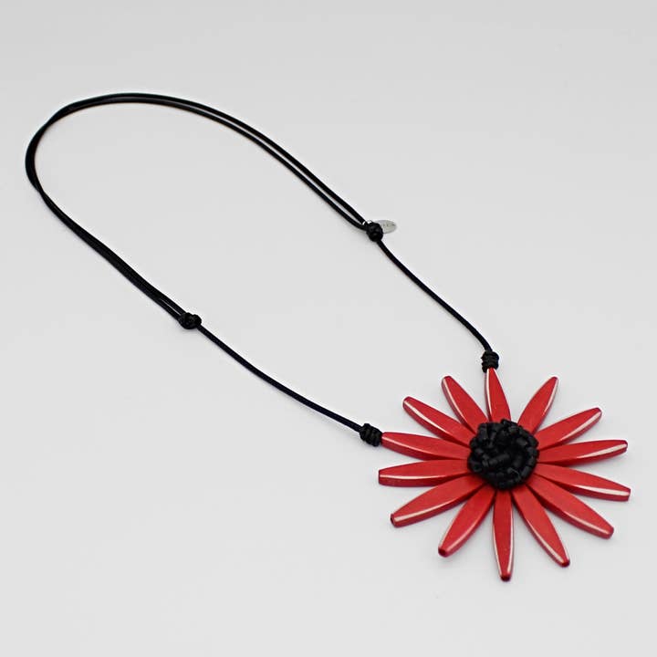 Sylca Designs - Wholesale Pendant/Charm Necklace - Red Amaya Flower Statement Necklace