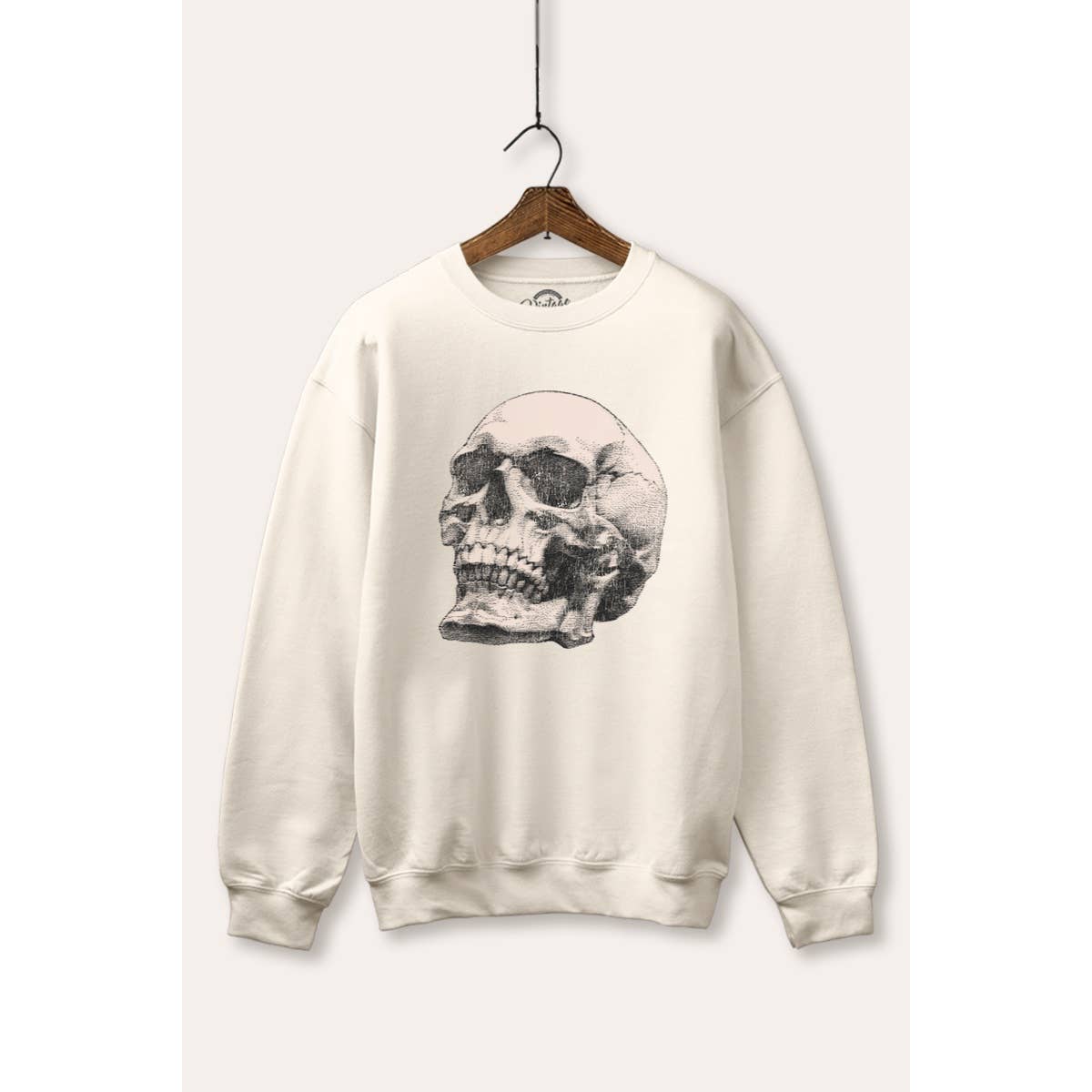 VINTAGE POINT USA - Wholesale Graphic Sweatshirt - Women's - BAD TO THE BONE SKULL HEAD GRAPHIC WARM FLEECE SWEATSHIRT0