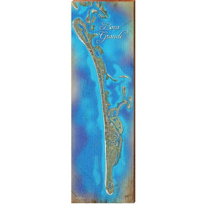 Boca Grande, Florida Map Wooden Sign | Wall Art Print on Real Wood for wholesale by Mill Wood Art