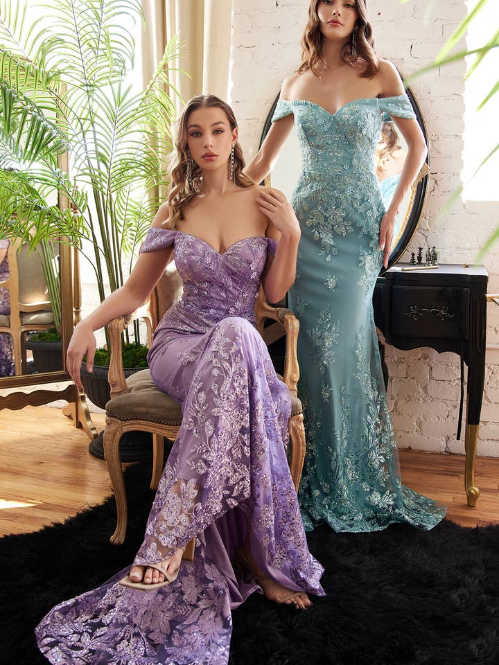 EMBELLISHED OFF THE SOULDER MERMAID GOWN for wholesale by Ladivine by Cinderella Divine