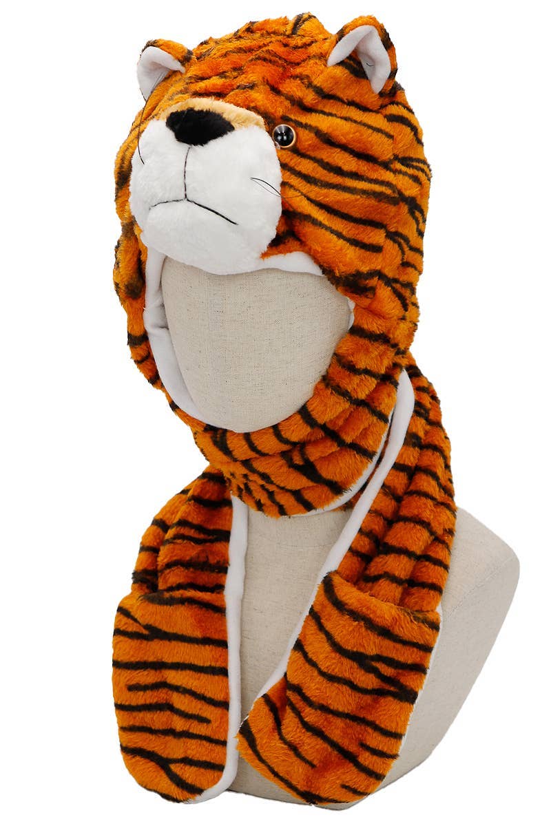 ASSORTED Animal Pals Fuzzy Plush Hat With Long Ear Flaps for wholesale on Faire18