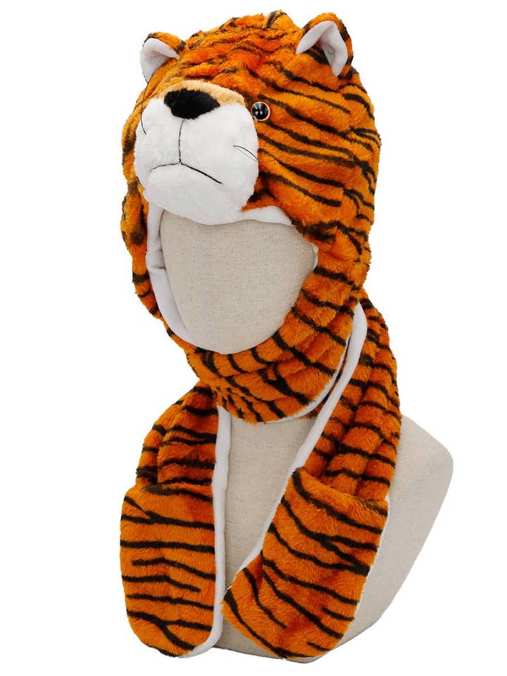 ASSORTED Animal Pals Fuzzy Plush Hat With Long Ear Flaps for wholesale on Faire18