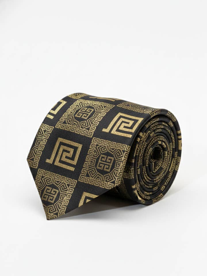 Black Tie with Golden Work – Premium Formal Necktie
for wholesale by Masculine Moda