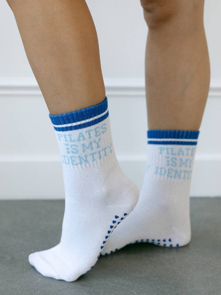 PILATES GRIP CREW SOCK | PILATES IS MY IDENTITY for wholesale by Stollie grips
