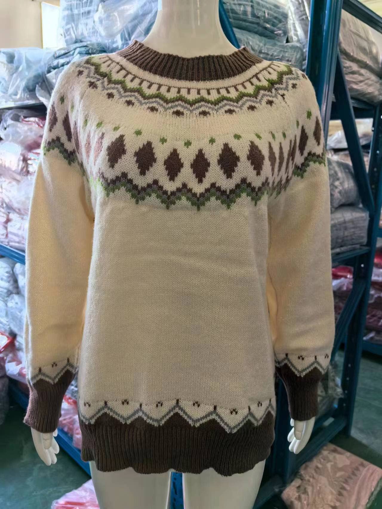 Rosa Clothing - Wholesale Knit Sweater - Women's - Cottagecore Vintage jacquard knit sweater jumper32