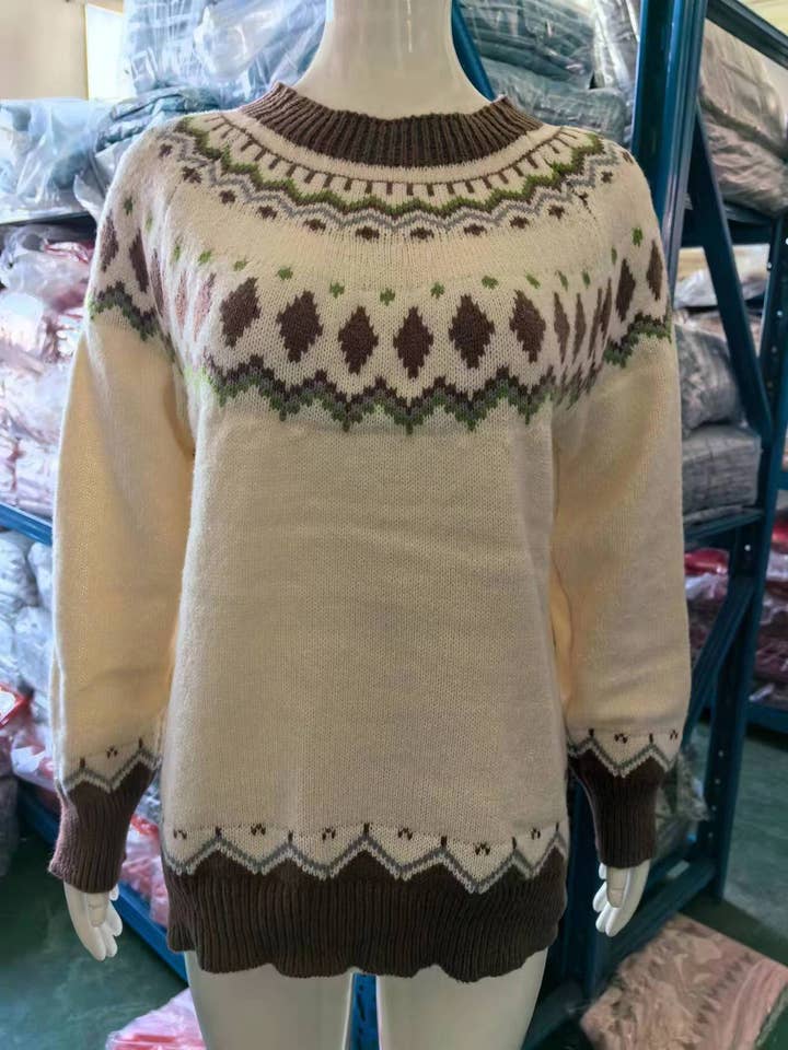 Rosa Clothing - Wholesale Knit Sweater - Women's - Cottagecore Vintage jacquard knit sweater jumper32