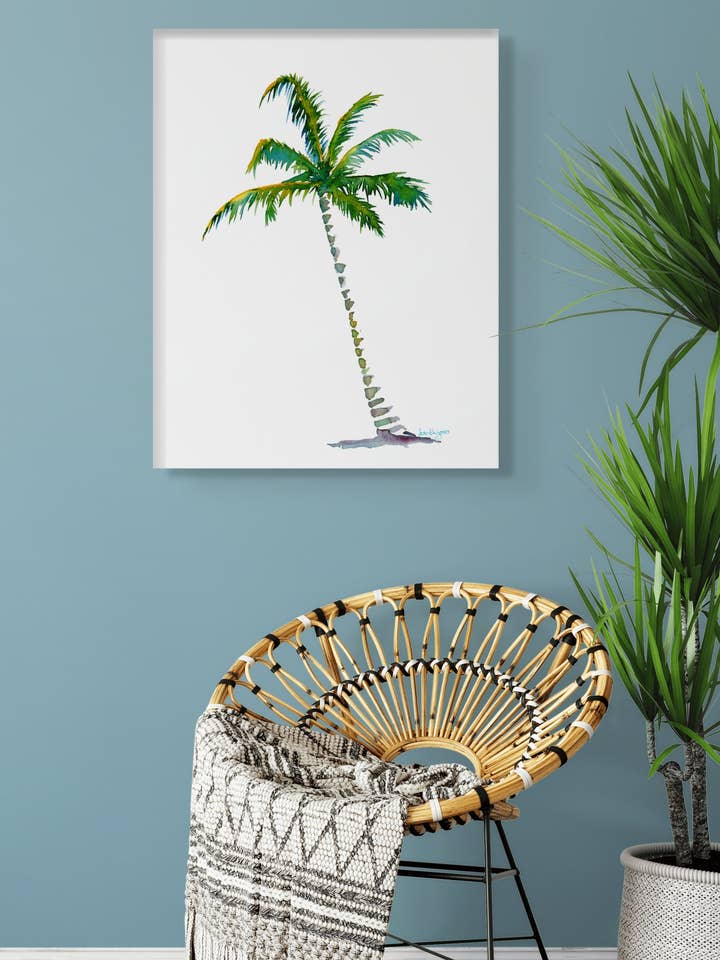 "Palm Tree" (Beach Art Print) for wholesale by davidkjonesart