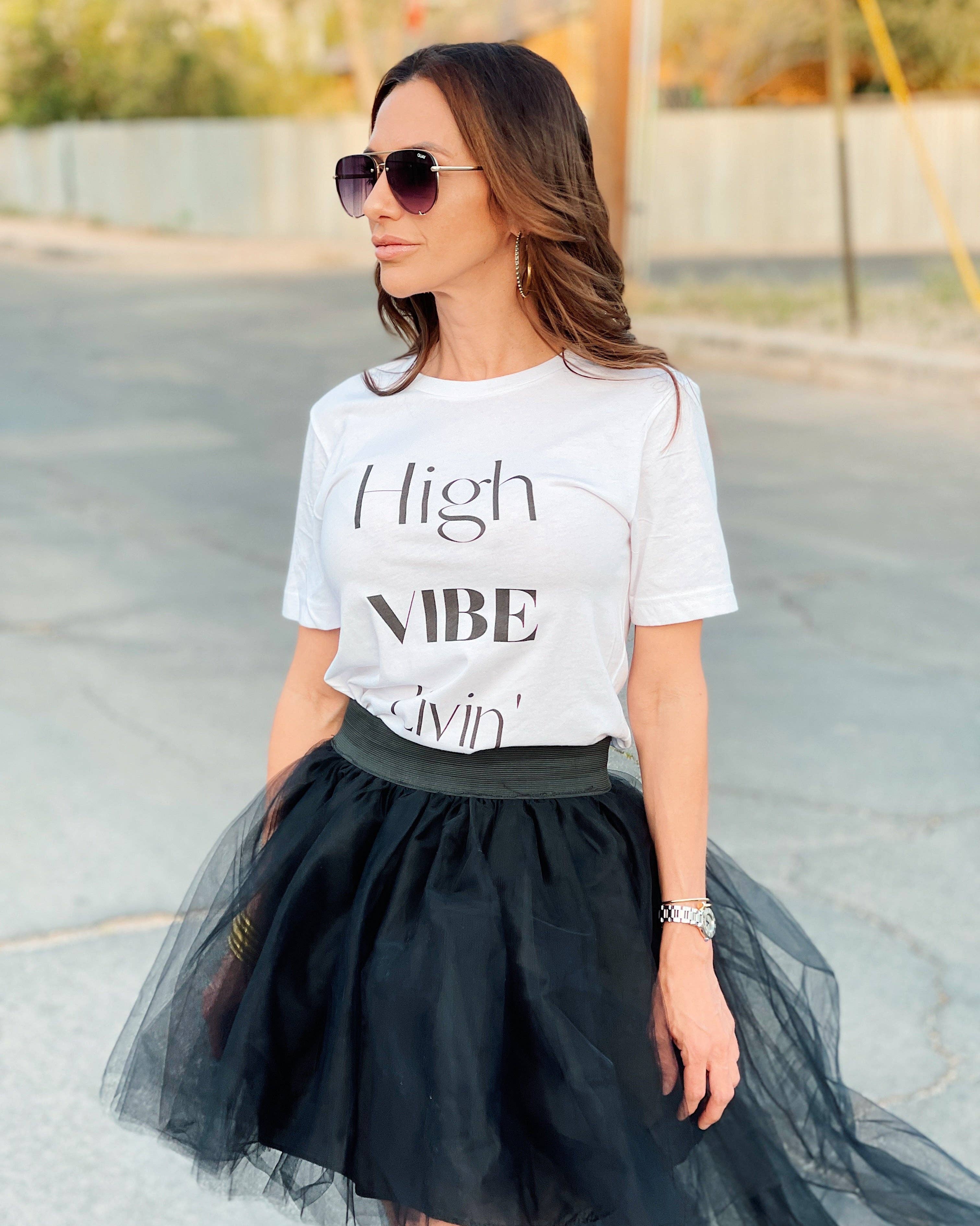White High Vibe Livin' Tee for wholesale on Faire2