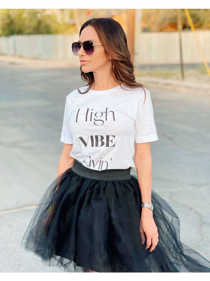 White High Vibe Livin' Tee for wholesale on Faire2