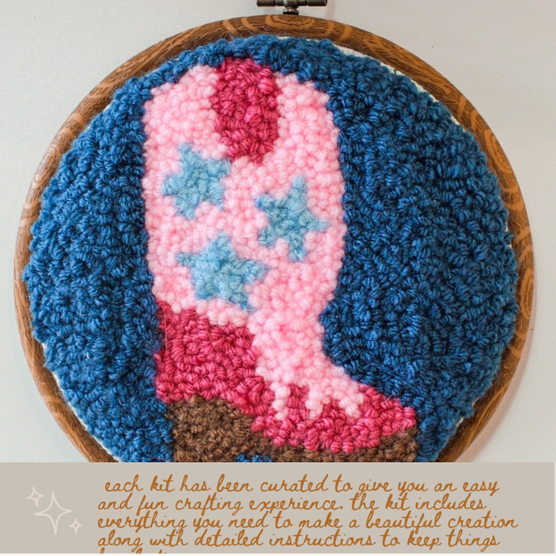 Homebody DIY – wholesale Embroidery/cross-stitch supplies – Cowboy Boot Beginner DIY Punch Needle Kit  3