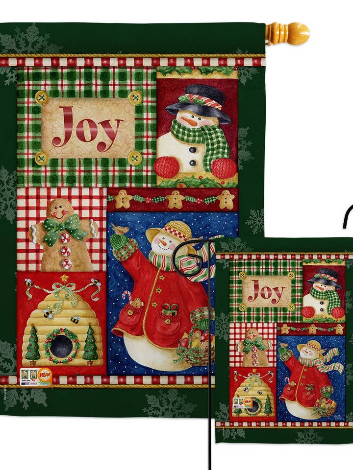 Joy Snow Woman Wintertime Winter Wonderland Decor Flag for wholesale by Two Group Flag Co