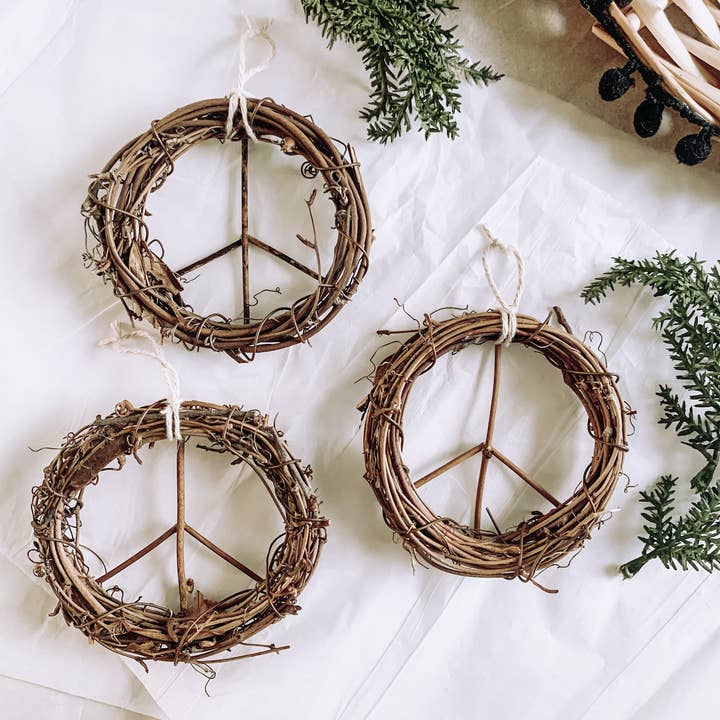 Hippie & Fringe - Wholesale Ornament - Handmade Bohemian Style Peace Sign Ornaments