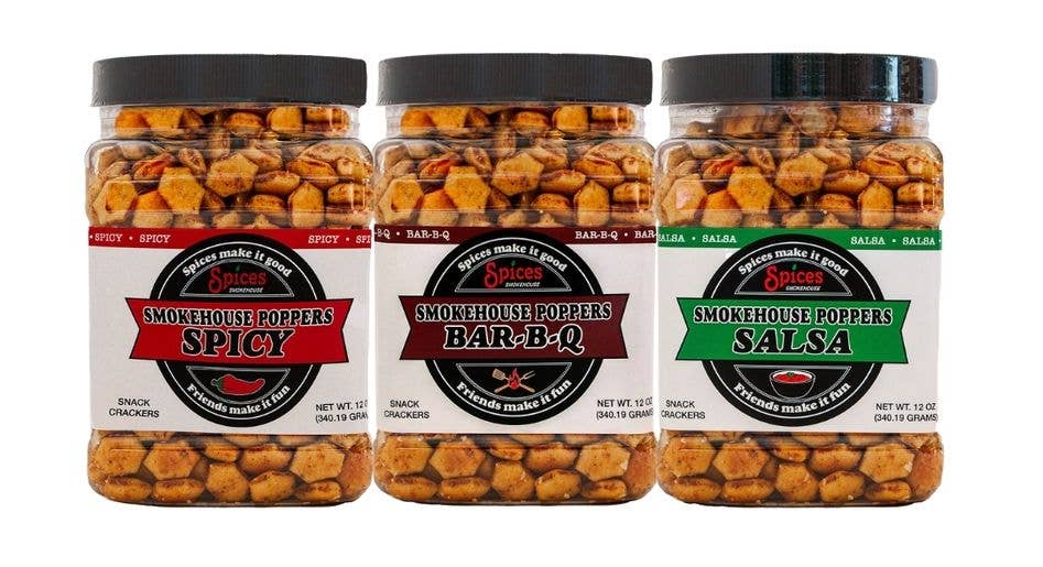 Smokehouse Crackers - Wholesale Crackers - Smokehouse Poppers 3ct "Tester" 12 oz Jars