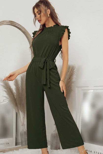 Supreme Fashion - Wholesale Jumpsuit - Women's - Mock Neck Sleeveless Ruffle Jumpsuit