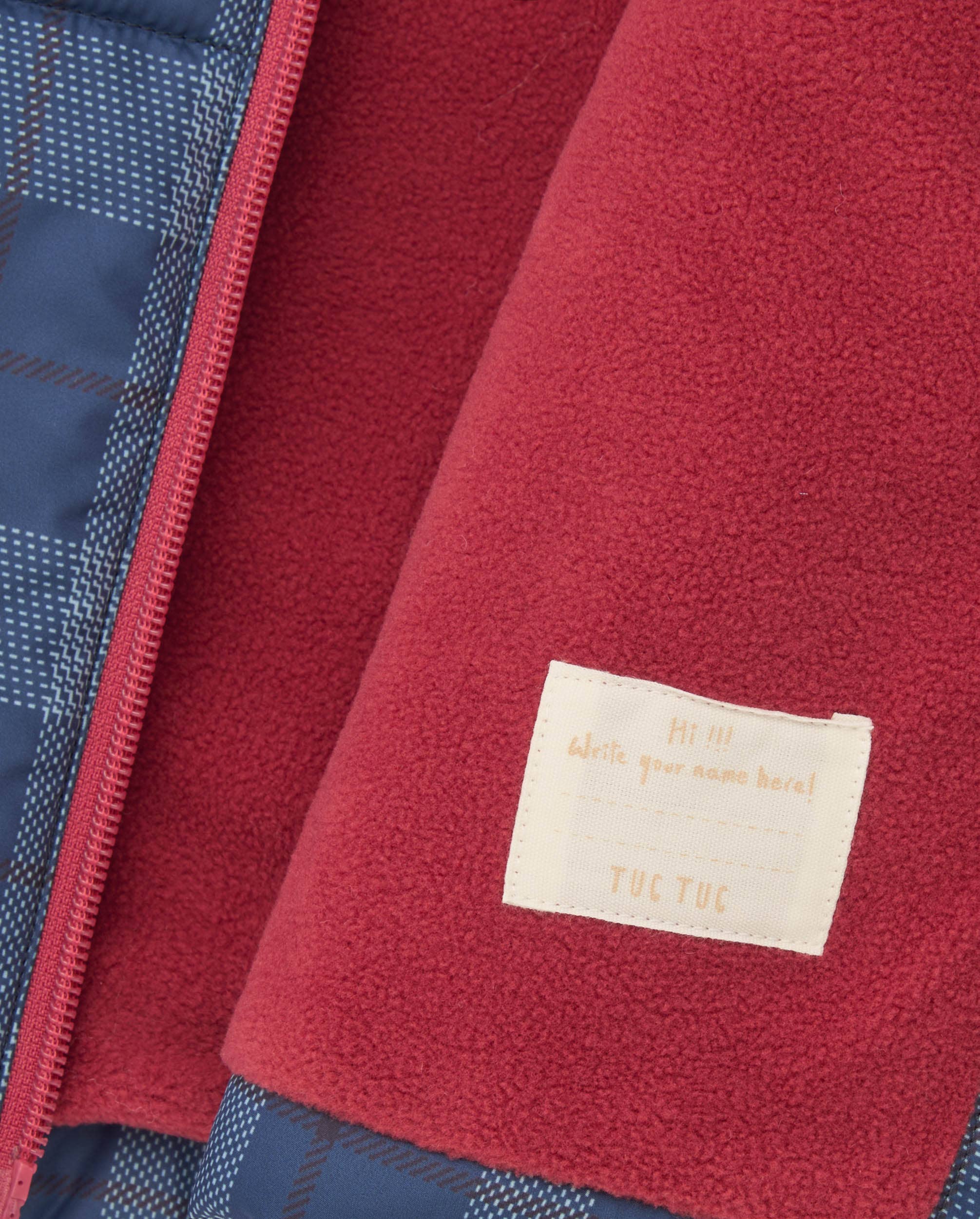 tuc tuc - Wholesale Parka - Kids - Navy blue parka for boy with checks and embroidered text3