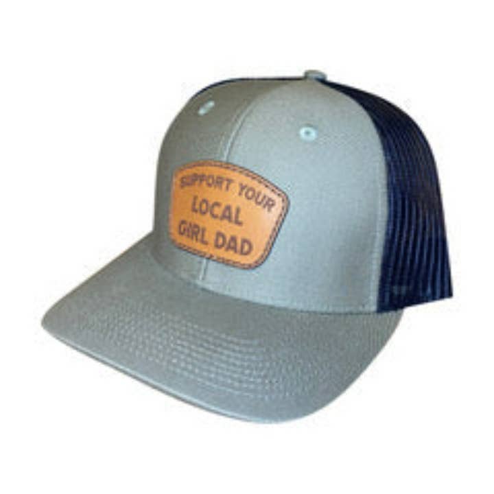 Dadbod Apparel - Wholesale Trucker Hat - Men's - Support Your Local Girl Dad Leather Patch Hat (Military Green/Black Mesh) - CLML