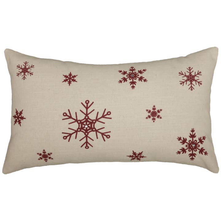VHC Brands - Wholesale Throw Pillow Cover - Market Place Natural Snowflake Pillow Cover 20Lx12W