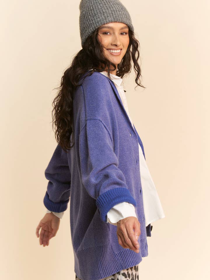 Davi & Dani - Wholesale Cardigan - Women's - PLUS SHAWL COLLAR BUTTON FRONT KNIT CARDIGAN