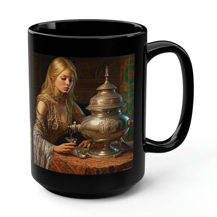 Silver Lady Samovar - Tasse noire, 15 oz pour la vente par Lilly's Artwork