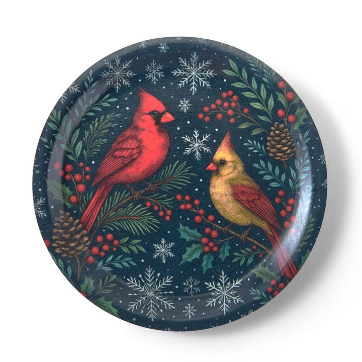 Cardinal Couple Mini Birchwood Tray | Wooden Serving Tray for wholesale by Maure Luxury Gifts