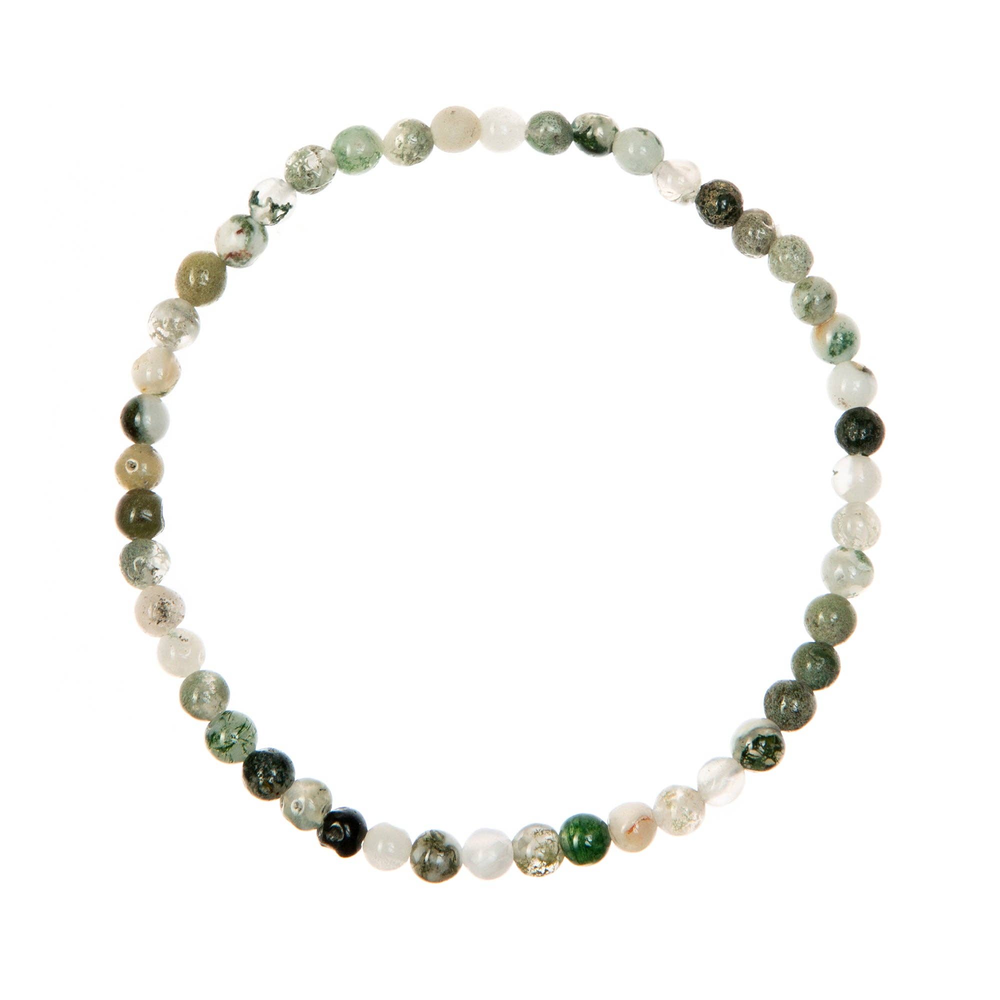 Ole - Wholesale Beaded Bracelet - Tree Line Agate Stone Stretch Bracelet B1982-4MM