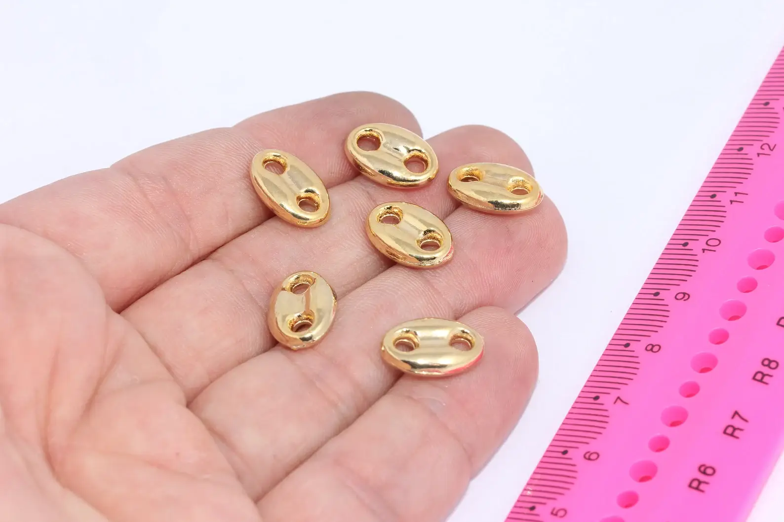 QueenJewelryM - Wholesale Beads - 24k Shiny Gold Plated Button Charms, Connector Charm, MLS2990