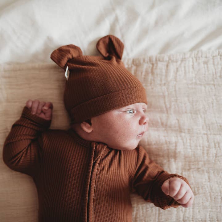 Mother Earth Brown Bamboo Baby Romper 2 Piece Set for wholesale on Faire5