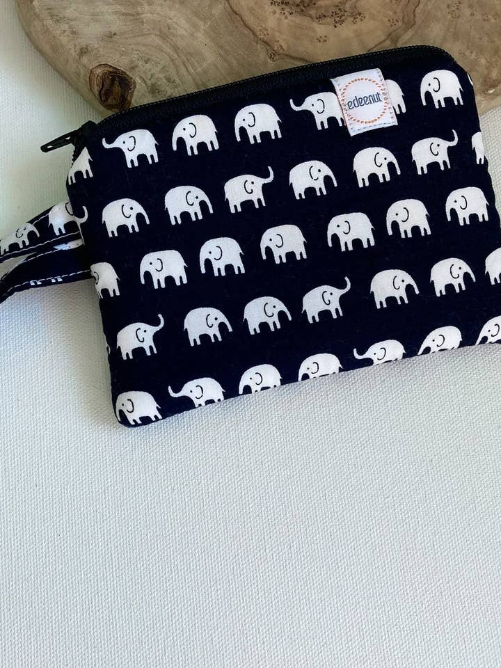 Black Elephant MINI ZIPPER BAG Coin Purse STORAGE POUCH for wholesale by edeenut