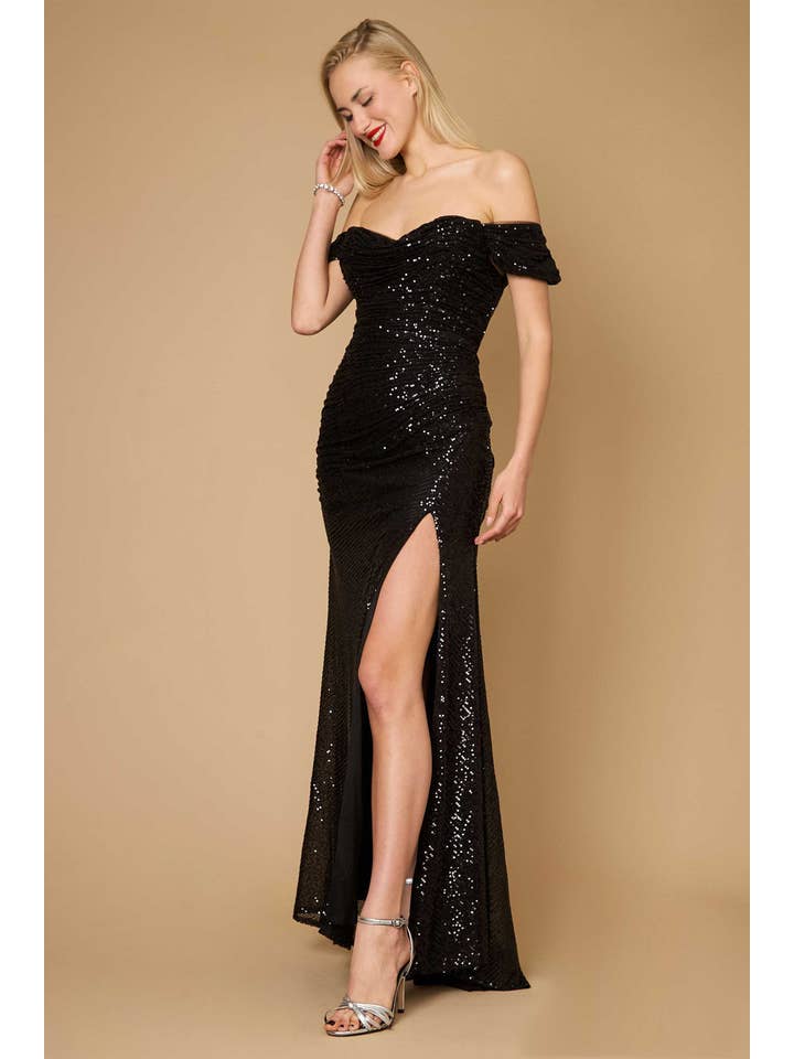 Kos Couture - Wholesale Gown - Women's - Long Black Mermaid Sequin Formal Party Dress0