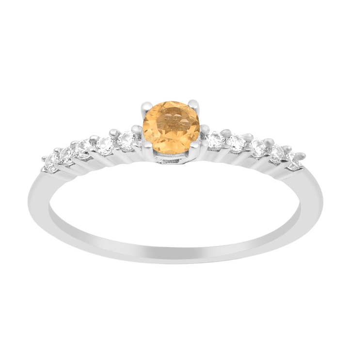 Round 0.40 Ctw Citrine 925 Sterling Silver Stacking Solid Ring for wholesale by Star Joya
