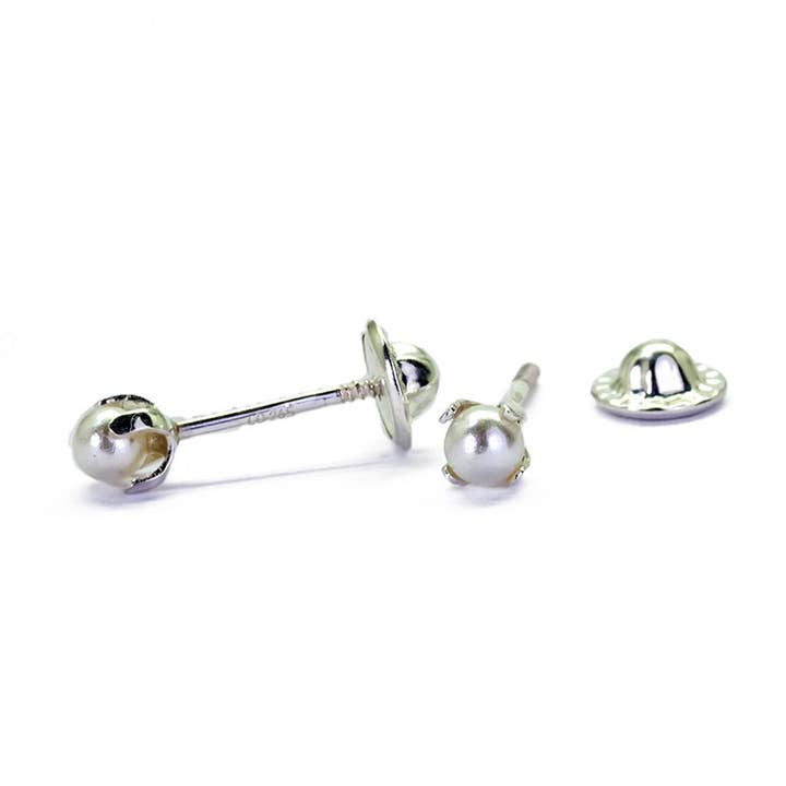 Kinderohrringe aus 925 Sterlingsilber mit Baby-Perle für den Großhandel von Las Joyas de Amanda