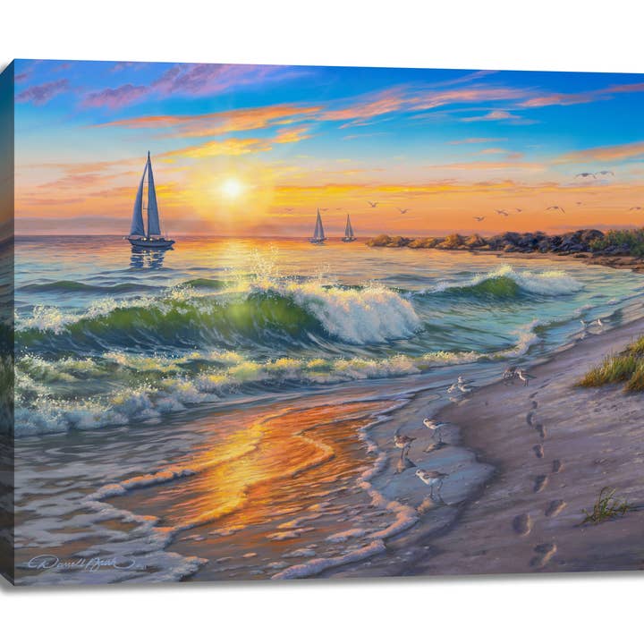 Sunset Cruise 18x24 Fully Illuminated LED Wall Art for wholesale by Glow Decor
