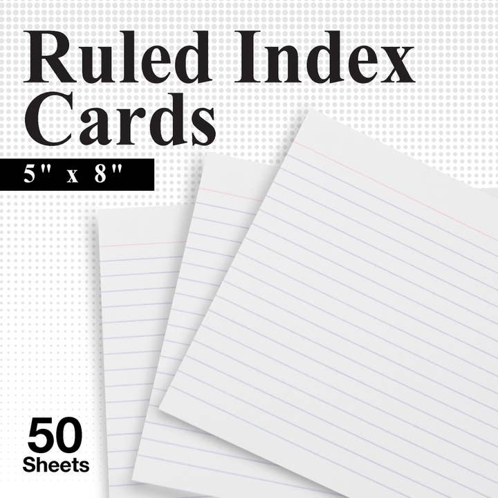 BAZIC Products - Wholesale Notepad - Ruled White Index Card 5" X 8" 50 Ct.