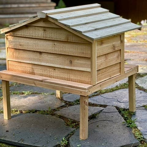 UnderCover Pet Houses - Wholesale Pet Elevated Bowl - Cat/Dog - Outdoor Cat Feeding Station with Raise Platform and Extended Roof - Food Shelter for Feral Cats