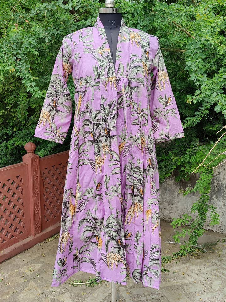 Bohemian Floral Hand Block Print Cotton Maxi Dress for wholesale by Bhawana Handicrafts