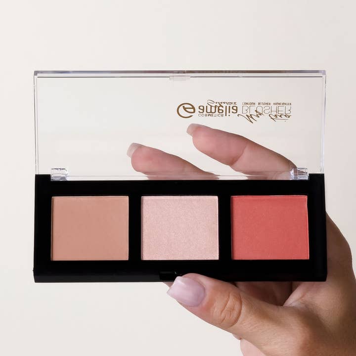 Trio blusher (iluminador, blush e bronzeador) 01 Elegante por atacado de Amelia cosmetics