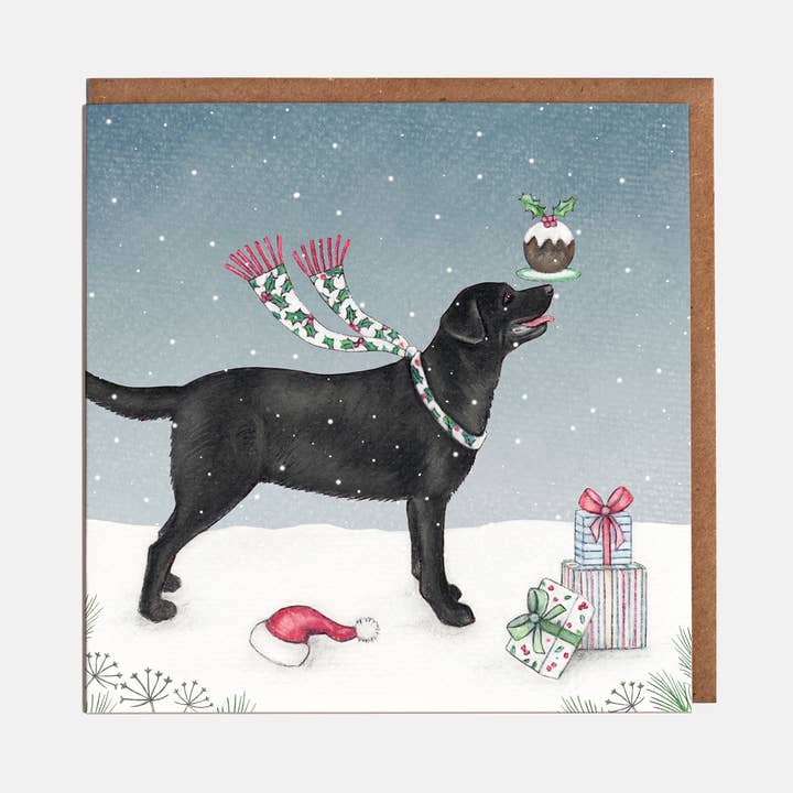 Labrador Dog Christmas Card - Blank for wholesale by Lottie Murphy