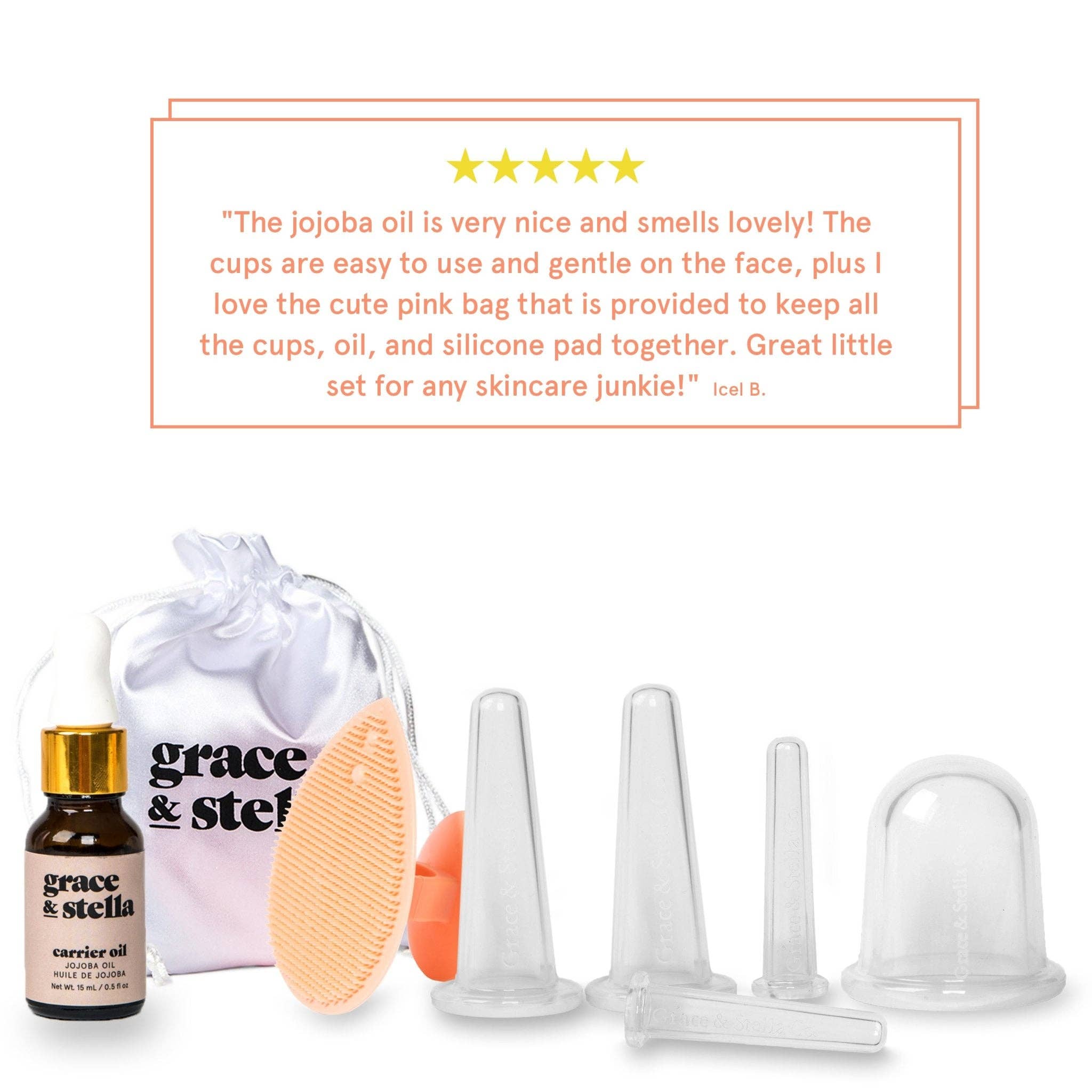 Grace & Stella Co - Wholesale Facial Care Set/Kit - Facial Cupping Massage Set With Jojoba Oil5
