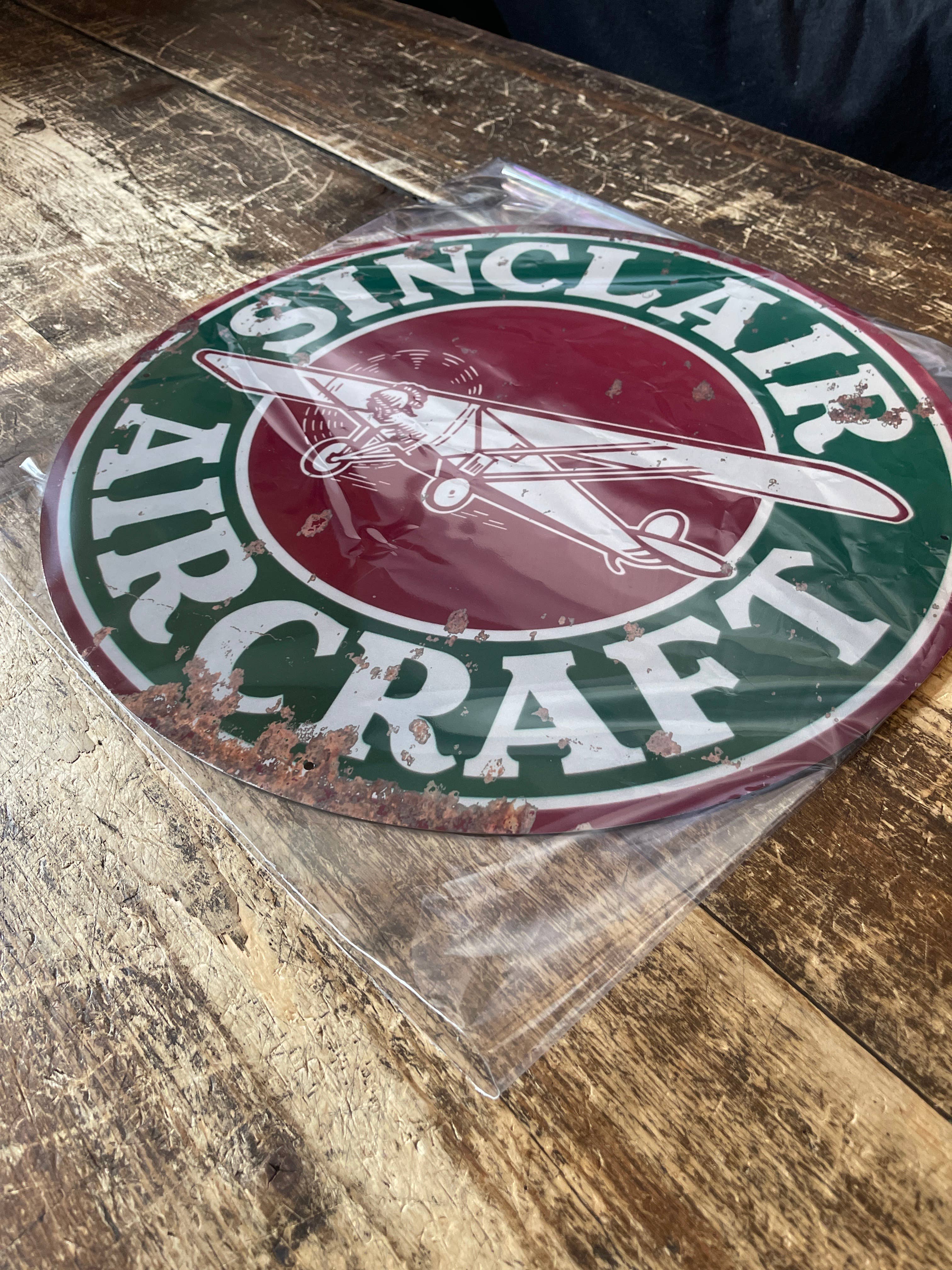 The British Metal Signs Company - Vendita all'ingrosso Cartelli - Targa in metallo Sinclair Aircraft Garage Circle3